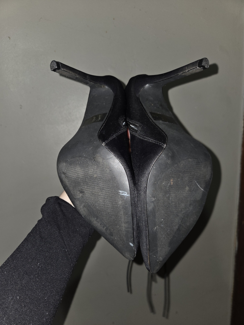 Black Lace-Up Stiletto Ankle Boots - Picture 2 of 4